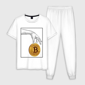 Мужская пижама хлопок с принтом BITCOIN CRYPTOCURRENCE (Z) в городе Новоалтайск, 100% хлопок | брюки и футболка прямого кроя, без карманов, на брюках мягкая резинка на поясе и по низу штанин
 | Тематика изображения на принте: binance coin | bitcoin | blockchain | btc | cardano | crypto | ethereum | litecoin | polkadot | tether | xrp | биткоин | блокчейн | валюта | деньги | криптовалюта | майнер | майнинг | цифровая валюта | цифровое золото | эфир