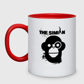 Кружка двухцветная с принтом THE SIMIAN | GTA в городе Новоалтайск, керамика | объем — 330 мл, диаметр — 80 мм. Цветная ручка и кайма сверху, в некоторых цветах — вся внутренняя часть | 4 | 5 | five | games | grand theft auto | gta | gta v | los santos | online | rockstar | san andreas | великое авто воровство | гта | гташка | игры | логотип | лос сантос | майкл | мафия | ограбление | онлайн | пеф | рокстар | самп | сан андреас 