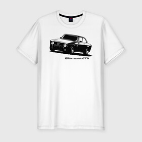 Мужская футболка хлопок Slim с принтом Giulia sprint GTA в городе Новоалтайск, 92% хлопок, 8% лайкра | приталенный силуэт, круглый вырез ворота, длина до линии бедра, короткий рукав | 4 | 5 | five | games | grand theft auto | gta | gta v | los santos | online | rockstar | san andreas | великое авто воровство | гта | гташка | игры | логотип | лос сантос | майкл | мафия | ограбление | онлайн | пеф | рокстар | самп | сан андреас 
