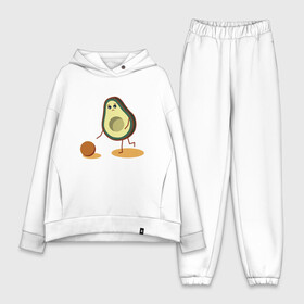 Женский костюм хлопок Oversize с принтом Авокадо и косточка в городе Новоалтайск,  |  | avocado | авокадо | бежит | грустное | косточка | милое | няшное