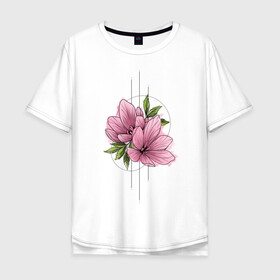 Мужская футболка хлопок Oversize с принтом Watercolour flowers в городе Новоалтайск, 100% хлопок | свободный крой, круглый ворот, “спинка” длиннее передней части | 8 марта | girl | woman | бабушка | весна | девушкам | девушке | девушки | женский | листья | мама | март | подарок | тренд | цветочки | цветы