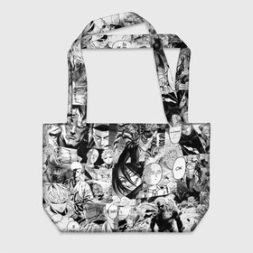 Пляжная сумка 3D с принтом One-Punch Man (Ванпачмен) в городе Новоалтайск, 100% полиэстер | застегивается на металлическую кнопку; внутренний карман застегивается на молнию. Стенки укреплены специальным мягким материалом, чтобы защитить содержимое от несильных ударов
 | one punch man | аниме | ван панч мен | ванпачмен | гароу | генос | кинг | сайтама | сверхзвуковой соник | фубуки
