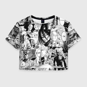 Женская футболка Crop-top 3D с принтом One-Punch Man (Ванпачмен) в городе Новоалтайск, 100% полиэстер | круглая горловина, длина футболки до линии талии, рукава с отворотами | one punch man | аниме | ван панч мен | ванпачмен | гароу | генос | кинг | сайтама | сверхзвуковой соник | фубуки