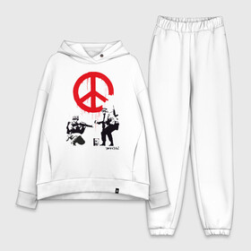 Женский костюм хлопок Oversize с принтом Make peace no war | Banksy в городе Новоалтайск,  |  | art | banksy | street art | арт | бэнкси | граффити | со смыслом | сосмыслом | стритарт