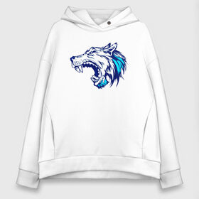 Женское худи Oversize хлопок с принтом WOLF art в городе Новоалтайск, френч-терри — 70% хлопок, 30% полиэстер. Мягкий теплый начес внутри —100% хлопок | боковые карманы, эластичные манжеты и нижняя кромка, капюшон на магнитной кнопке | animal | beast | cat | cute | fluffy | hunter | lion | lion cub | lion king | mane | predator | red | tail | wolf | yellow | волк | волки | волчок | волчонок | вольф | голова тигра | животное | зверь | кот | милый | охотник | серый волк | хво