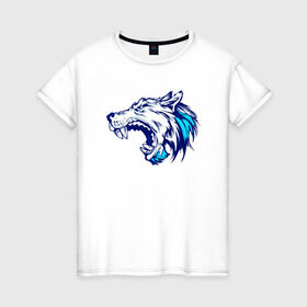 Женская футболка хлопок с принтом WOLF art в городе Новоалтайск, 100% хлопок | прямой крой, круглый вырез горловины, длина до линии бедер, слегка спущенное плечо | animal | beast | cat | cute | fluffy | hunter | lion | lion cub | lion king | mane | predator | red | tail | wolf | yellow | волк | волки | волчок | волчонок | вольф | голова тигра | животное | зверь | кот | милый | охотник | серый волк | хво