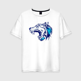 Женская футболка хлопок Oversize с принтом WOLF art в городе Новоалтайск, 100% хлопок | свободный крой, круглый ворот, спущенный рукав, длина до линии бедер
 | animal | beast | cat | cute | fluffy | hunter | lion | lion cub | lion king | mane | predator | red | tail | wolf | yellow | волк | волки | волчок | волчонок | вольф | голова тигра | животное | зверь | кот | милый | охотник | серый волк | хво