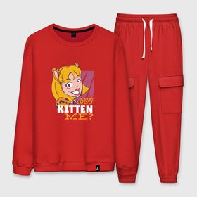 Мужской костюм хлопок с принтом Are you KITTEN ME в городе Новоалтайск, 100% хлопок | на свитшоте круглая горловина, мягкая резинка по низу. Брюки заужены к низу, на них два вида карманов: два “обычных” по бокам и два объемных, с клапанами, расположенные ниже линии бедра. Брюки с мягкой трикотажной резинкой на поясе и по низу штанин. В поясе для дополнительного комфорта — широкие завязки | 1950 | 50 е | are you kidding me | art | fashion | girl | kitty | retro | vintage | америка | арт | винтаж | девушка | женщина | игра слов | киса | киска | котенок | котик | котя | кошечка | кошка | мода | поп арт | прикол | ретро | ты шутиш