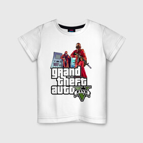 Детская футболка хлопок с принтом Grand Theft Auto V в городе Новоалтайск, 100% хлопок | круглый вырез горловины, полуприлегающий силуэт, длина до линии бедер | 4 | 5 | five | games | grand theft auto | gta | gta v | los santos | online | rockstar | san andreas | великое авто воровство | гта | гташка | игры | логотип | лос сантос | майкл | мафия | ограбление | онлайн | пеф | рокстар | самп | сан андреас 