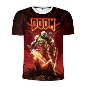 Мужская футболка 3D спортивная с принтом Doom | Думгай в городе Новоалтайск, 100% полиэстер с улучшенными характеристиками | приталенный силуэт, круглая горловина, широкие плечи, сужается к линии бедра | doom | doom slayer | doomguy | hell walker | the doom slayer | дум | думгай | палач рока