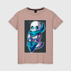 Женская футболка хлопок с принтом Undertale. AU.  в городе Новоалтайск, 100% хлопок | прямой крой, круглый вырез горловины, длина до линии бедер, слегка спущенное плечо | андертейл | арт | главный персонаж | игра | параллельная вселенная | санс | ундертейл