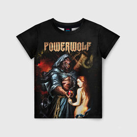 Детская футболка 3D с принтом Powerwolf в городе Новоалтайск, 100% гипоаллергенный полиэфир | прямой крой, круглый вырез горловины, длина до линии бедер, чуть спущенное плечо, ткань немного тянется | heavy metal | metal | powerwolf | группы | метал | музыка | пауэр метал | рок | хеви метал