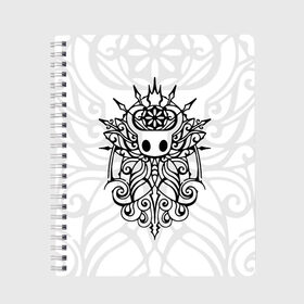 Тетрадь с принтом HOLLOW KNIGHT | ХОЛЛОУ НАЙТ в городе Новоалтайск, 100% бумага | 48 листов, плотность листов — 60 г/м2, плотность картонной обложки — 250 г/м2. Листы скреплены сбоку удобной пружинной спиралью. Уголки страниц и обложки скругленные. Цвет линий — светло-серый
 | Тематика изображения на принте: grimm | hallounest | heart of nightmare | hollow knight | hornet | knight | quirrell | silksong | гримм | квиррел | рыцарь | халлоунест | холлоу найт | хорнет