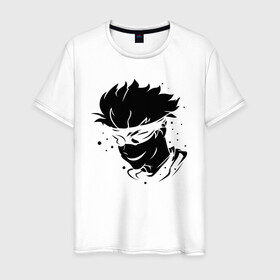 Мужская футболка хлопок с принтом JUJUTSU KAISEN граффити в городе Новоалтайск, 100% хлопок | прямой крой, круглый вырез горловины, длина до линии бедер, слегка спущенное плечо. | Тематика изображения на принте: anime | boy | gg | gojou | jujutsu | kaisen | kun | mag | satoru | superhero | аниме | белое | битва | гг | глаза | глазах | годзё | капли | краски | кун | лицо | маг | магическая | на | персонаж | персонажа | повязка | сатору