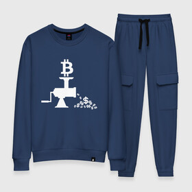 Женский костюм хлопок с принтом БИТКОИН МЯСОРУБКА | BITCOIN (Z) в городе Новоалтайск, 100% хлопок | на свитшоте круглая горловина, мягкая резинка по низу. Брюки заужены к низу, на них два вида карманов: два 