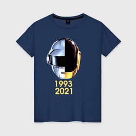Женская футболка хлопок с принтом Daft Punk в городе Новоалтайск, 100% хлопок | прямой крой, круглый вырез горловины, длина до линии бедер, слегка спущенное плечо | getlucky | бангальтер | диско | омем кристо | синти поп | хаус