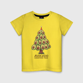 Детская футболка хлопок с принтом Avocado Christmas Tree в городе Новоалтайск, 100% хлопок | круглый вырез горловины, полуприлегающий силуэт, длина до линии бедер | claus | cute | nature | new year | santa | tree | авокадо | адвокадо | дед мороз | дед отмороз | ёлка | ель | из авокадо | колпак | косточка | милота | милые авокадо | новый год | прикол | природа | рождественское дерево