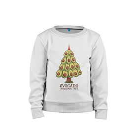 Детский свитшот хлопок с принтом Avocado Christmas Tree в городе Новоалтайск, 100% хлопок | круглый вырез горловины, эластичные манжеты, пояс и воротник | Тематика изображения на принте: claus | cute | nature | new year | santa | tree | авокадо | адвокадо | дед мороз | дед отмороз | ёлка | ель | из авокадо | колпак | косточка | милота | милые авокадо | новый год | прикол | природа | рождественское дерево