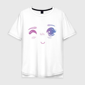 Мужская футболка хлопок Oversize с принтом Anime Eye в городе Новоалтайск, 100% хлопок | свободный крой, круглый ворот, “спинка” длиннее передней части | anime | cute | eye | face | girl | аниме | арт | брови | взгляд | глаза | девушка | лицо | милое | подмигивает | подмигивание | смущение | улыбка | флирт