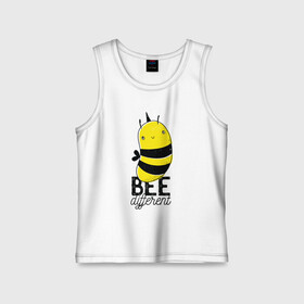 Детская майка хлопок с принтом Be Different - Прикол с пчелой в городе Новоалтайск,  |  | art | bee | cute | hornet | lettering | pun | retro | vintage | wasp | арт | будь другим | будь разным | винтаж | все разные | выделяйся | игра слов | иллюстрация | каламбур | леттеринг | насекомое | оса | отличайся | пчела | пчелка