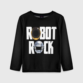 Детский лонгслив 3D с принтом Robot Rock в городе Новоалтайск, 100% полиэстер | длинные рукава, круглый вырез горловины, полуприлегающий силуэт
 | cyberpunk | daft | daftpunk | electronic | get | guy | guy manuel | human | lucky | music | punk | robot | rock | thomas | дафт | дафтпанк | киберпанк | музыка | ню диско | панк | робот | рок | техно | томас | электро | электроник рок