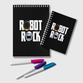 Блокнот с принтом Robot Rock в городе Новоалтайск, 100% бумага | 48 листов, плотность листов — 60 г/м2, плотность картонной обложки — 250 г/м2. Листы скреплены удобной пружинной спиралью. Цвет линий — светло-серый
 | cyberpunk | daft | daftpunk | electronic | get | guy | guy manuel | human | lucky | music | punk | robot | rock | thomas | дафт | дафтпанк | киберпанк | музыка | ню диско | панк | робот | рок | техно | томас | электро | электроник рок
