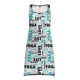 Платье-майка 3D с принтом YOGA в городе Новоалтайск, 100% полиэстер | полуприлегающий силуэт, широкие бретели, круглый вырез горловины, удлиненный подол сзади. | аум | брахма | будда | буддист | веган | вишну | ганеша | гимнастика | индиго | индуизм | инь янь | йога | лотос | мантра | медитация | нирвана | ом | просветление | психоделика | санскрит | третий глаз