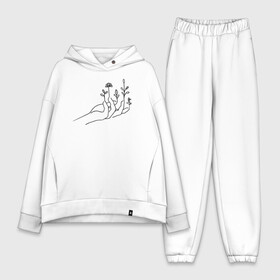 Женский костюм хлопок Oversize с принтом Hand flower в городе Новоалтайск,  |  | flo | flowers | растения | флористика | цветение | цветы