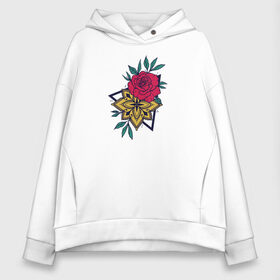 Женское худи Oversize хлопок с принтом Flowers в городе Новоалтайск, френч-терри — 70% хлопок, 30% полиэстер. Мягкий теплый начес внутри —100% хлопок | боковые карманы, эластичные манжеты и нижняя кромка, капюшон на магнитной кнопке | flo | flowers | растения | флористика | цветение | цветы