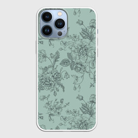 Чехол для iPhone 13 Pro Max с принтом пионы и розы в городе Новоалтайск,  |  | Тематика изображения на принте: 8 марта | весна | девушке | женский | мама | пионы | подарок | розы | топ | тренд | феминизм | цветы