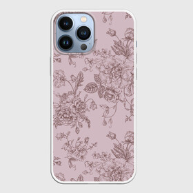 Чехол для iPhone 13 Pro Max с принтом розы с пионами в городе Новоалтайск,  |  | Тематика изображения на принте: 8 марта | весна | девушке | женский | мама | пионы | подарок | розы | топ | тренд | феминизм | цветы