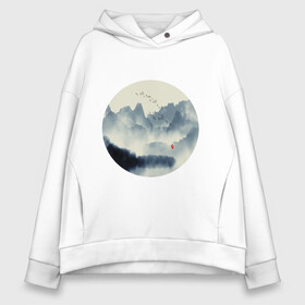 Женское худи Oversize хлопок с принтом Абстрактная природа в городе Новоалтайск, френч-терри — 70% хлопок, 30% полиэстер. Мягкий теплый начес внутри —100% хлопок | боковые карманы, эластичные манжеты и нижняя кромка, капюшон на магнитной кнопке | абстракция | азиатский | арт | минимализм | пейзаж | природа | рисунок | хипстер | японский