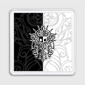 Магнит 55*55 с принтом HOLLOW KNIGHT | ХОЛЛОУ НАЙТ в городе Новоалтайск, Пластик | Размер: 65*65 мм; Размер печати: 55*55 мм | Тематика изображения на принте: grimm | hallounest | heart of nightmare | hollow knight | hornet | knight | quirrell | silksong | гримм | квиррел | рыцарь | халлоунест | холлоу найт | хорнет