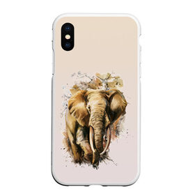 Чехол для iPhone XS Max матовый с принтом акварельный слон брызги в городе Новоалтайск, Силикон | Область печати: задняя сторона чехла, без боковых панелей | Тематика изображения на принте: акварель | акварельный | арт | бивни | брызги | животное | зверь | краска | природа | разводы | рисунок | хобот