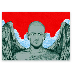 Поздравительная открытка с принтом LINKIN PARK в городе Новоалтайск, 100% бумага | плотность бумаги 280 г/м2, матовая, на обратной стороне линовка и место для марки
 | Тематика изображения на принте: bennington | chester | linkin park | rock | беннингтон | линкин парк | рок | честер