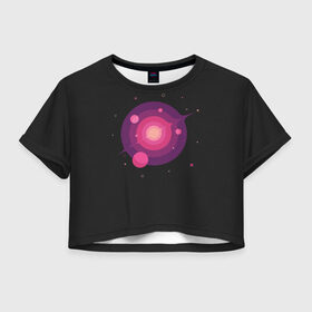Женская футболка Crop-top 3D с принтом Межзвездное путешествие в городе Новоалтайск, 100% полиэстер | круглая горловина, длина футболки до линии талии, рукава с отворотами | drift | drifting | float | floating | galaxy | milky | moon | planet | ship | space | spaceship | star | suit | surfing | to | travel | way | галактика | дрейф | звезда | корабль | космический | космонавт | космос | луна | млечный | планета | путешествие 