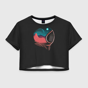 Женская футболка Crop-top 3D с принтом Космическое приключение в городе Новоалтайск, 100% полиэстер | круглая горловина, длина футболки до линии талии, рукава с отворотами | drift | drifting | float | floating | galaxy | milky | moon | planet | ship | space | spaceship | star | suit | surfing | to | travel | way | галактика | дрейф | звезда | корабль | космический | космонавт | космос | луна | млечный | планета | путешествие 