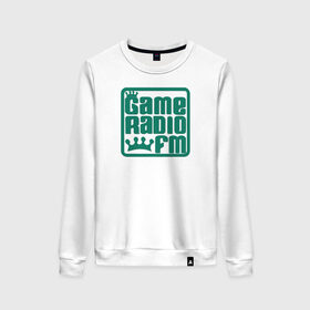 Женский свитшот хлопок с принтом GAME RADIO FM GTA в городе Новоалтайск, 100% хлопок | прямой крой, круглый вырез, на манжетах и по низу широкая трикотажная резинка  | 4 | 5 | five | games | grand theft auto | gta | gta v | los santos | online | rockstar | san andreas | великое авто воровство | гта | гташка | игры | логотип | лос сантос | майкл | мафия | ограбление | онлайн | пеф | рокстар | самп | сан андреас 