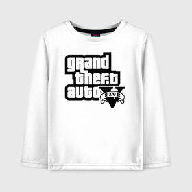 Детский лонгслив хлопок с принтом Grand Theft Auto V в городе Новоалтайск, 100% хлопок | круглый вырез горловины, полуприлегающий силуэт, длина до линии бедер | 4 | 5 | five | games | grand theft auto | gta | gta v | los santos | online | rockstar | san andreas | великое авто воровство | гта | гташка | игры | логотип | лос сантос | майкл | мафия | ограбление | онлайн | пеф | рокстар | самп | сан андреас 