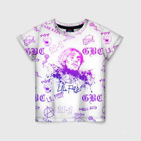 Детская футболка 3D с принтом LIL PEEP в городе Новоалтайск, 100% гипоаллергенный полиэфир | прямой крой, круглый вырез горловины, длина до линии бедер, чуть спущенное плечо, ткань немного тянется | lil peep | lil prince | pink | зарубежная музыка | лил пип | маленький принц
