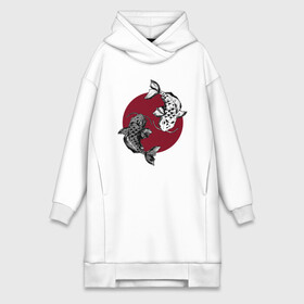 Платье-худи хлопок с принтом Japanese Koi в городе Новоалтайск,  |  | anime | fish | japan | japanese | koi | manga | sun | the | yang | yin | аниме | восходящее | инь | карп | кои | манга | рыба | солнце | ян | янь | япония | японская
