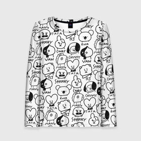 Женский лонгслив 3D с принтом BTS | BT21 в городе Новоалтайск, 100% полиэстер | длинные рукава, круглый вырез горловины, полуприлегающий силуэт | army | bangtan boys | bt21 | bts | bts stickers | chimmy | cooky | k pop | koya | mang | monster | rap monster | rapmon | rj | rm | shooky | tata | van | бтс | ви | джей хоуп | джонгук | кейпоп | реп монстр | стикеры bts | сюга | чимин | чин