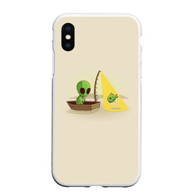 Чехол для iPhone XS Max матовый с принтом Alien Fishing в городе Новоалтайск, Силикон | Область печати: задняя сторона чехла, без боковых панелей | Тематика изображения на принте: 51 | abduction | alien | area | believe | circles | cow | crop | fishing | flying | galaxy | moon | saucer | ship | space | галтика | зона | корабль | корова | космос | круг | круги | летающая | луна | на | полях | пришелец | рыбалка | тарелка