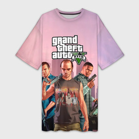 Платье-футболка 3D с принтом Персонажи ГТА 5 в городе Новоалтайск,  |  | 4 | 5 | five | games | grand theft auto | gta | gta v | los santos | online | rockstar | san andreas | великое авто воровство | гта | гташка | игры | логотип | лос сантос | майкл | мафия | ограбление | онлайн | пеф | рокстар | самп | сан андреас 