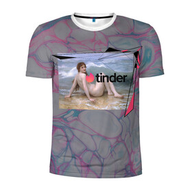 Мужская футболка 3D спортивная с принтом Tinder | Тиндер девушка в городе Новоалтайск, 100% полиэстер с улучшенными характеристиками | приталенный силуэт, круглая горловина, широкие плечи, сужается к линии бедра | геометрия | девушка | живопись | знакомства | искусство | картина | тиндер