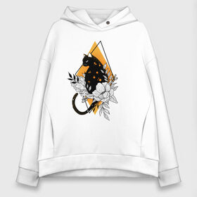 Женское худи Oversize хлопок с принтом Cat in flowers в городе Новоалтайск, френч-терри — 70% хлопок, 30% полиэстер. Мягкий теплый начес внутри —100% хлопок | боковые карманы, эластичные манжеты и нижняя кромка, капюшон на магнитной кнопке | 8 марта | cat | girl | woman | бабушка | весна | девушкам | девушке | девушки | женский | кот | листья | мама | март | пионы | подарок | тренд | цветочки | цветы