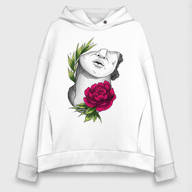 Женское худи Oversize хлопок с принтом Head of david in flowers в городе Новоалтайск, френч-терри — 70% хлопок, 30% полиэстер. Мягкий теплый начес внутри —100% хлопок | боковые карманы, эластичные манжеты и нижняя кромка, капюшон на магнитной кнопке | 8 марта | girl | woman | бабушка | весна | девушкам | девушке | девушки | женский | листья | мама | март | пионы | подарок | тренд | цветочки | цветы