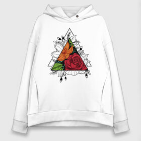 Женское худи Oversize хлопок с принтом Flower tattoo в городе Новоалтайск, френч-терри — 70% хлопок, 30% полиэстер. Мягкий теплый начес внутри —100% хлопок | боковые карманы, эластичные манжеты и нижняя кромка, капюшон на магнитной кнопке | 8 марта | girl | woman | бабушка | весна | девушкам | девушке | девушки | женский | листья | мама | март | пионы | подарок | тренд | цветочки | цветы