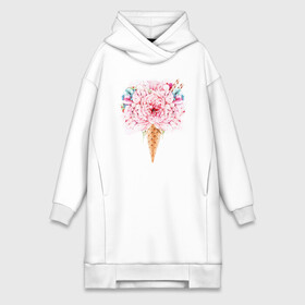 Платье-худи хлопок с принтом Flowers ice cream в городе Новоалтайск,  |  | 8 марта | girl | woman | бабушка | весна | девушкам | девушке | девушки | женский | листья | мама | март | пионы | подарок | тренд | цветочки | цветы