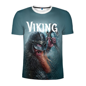 Мужская футболка 3D спортивная с принтом Viking в городе Новоалтайск, 100% полиэстер с улучшенными характеристиками | приталенный силуэт, круглая горловина, широкие плечи, сужается к линии бедра | drakkar | valhalla | valheim | viking | vikings | валхэйм | вальгала | вальхала | вальхейм | викинг | викинги | драккар